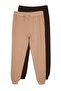 Brown-Beige Regular Fit Elastic Cuff Jogger 2-Pack Sweatpants Tmnaw22Ea0279 - 3
