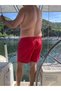 Men's Plus Size Red Solid Color Standard Size Swimsuit Sea Shorts - 5