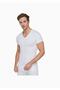 Men's White Ribbed V-Neck Undershirt 107 New Season (3 Economical Package) - 2