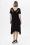 Women's Black Back Angel Wing Embroidered Front Back V-Neck Skirt Asymmetrical Dress
