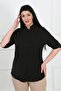 Women's Black Judge Collar Wrap Shirt - 2