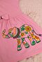 Girl's Elephant Printed Short Dusty Pink Dress - 2