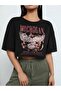 michigan printed black oversize crop t-shirt