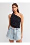 30229 Asymmetrical Draped Top-Black