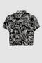 Regular Fit Patterned Short Sleeve Viscose Shirt