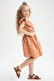 Girl's Flexible Carmen Collar Short Sleeveless Poplin Dress - 7
