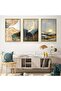 Gold Metal Framed Collage Drawing Triple Unbreakable Glass Painting Set