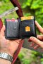 Men's Genuine Leather Black Wallet Retro Napa Real Leather Wallet with Card Mechanism - 7