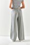 Women's Gray Belted Elastic Waist Palazzo Ayrobin Trousers PNT-19000200 - 8
