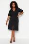 Black Buttoned Slit Detailed Woven Dress TBBSS23AH00257