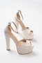 New Season Pearl Leather Platform Ankle Strap Stylish Premium Women's Evening Shoes - 4