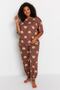 Kahverengi Ayıcık Desenli Örme Pijama Takımı TBBAW23AI00039 - 3