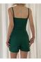 Women's Green Strappy Double Breasted Collar Shorts Jumpsuit (GREEN) - 6