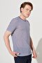 Men's White-Navy Blue Slim Fit Narrow Cut Crew Neck Striped T-Shirt - 3