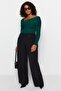 Emerald Green Asymmetric Collar Body-Hugging Slim Knitwear Sweater Tbbaw24An00018 - 2