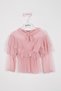 Girl's Tulle Detailed Powder Pink Blouse