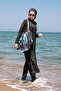Black Tasseled Parachute 4-Piece Long Full Coverage Hijab Swimsuit 1998 - 2