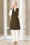 Button Detail Vest Khaki - Fashion Showcase Design - FSC2038