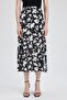 A-Cut Floral Normal Waist Slit Midi Skirt - 7