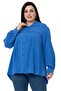 Large Size Chest Detailed Sleeves and Back Pleated Indigo Shirt