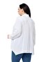 Plus Size White Shirt with Chest Detail and Sleeves and Back Pleats - 3
