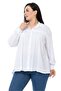 Plus Size White Shirt with Chest Detail and Sleeves and Back Pleats - 4