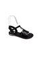 118 Women's Black Genuine Leather Thin Sole Sandals Shoes - 2