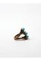 Natural Stone 3-Piece Turquoise Natural Stone Embroidered Adjustable Women's Ring - 5