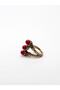 Natural Stone 3-Piece Coral Natural Stone Embroidered Adjustable Women's Ring - 4