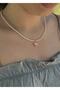 Sand bead mother-of-pearl butterfly powder pink women's necklace