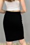 Women's Black Embroidered Pencil Skirt - 4