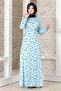Silk Satin Patterned Dress Blue - Fashion Showcase Design - FSC3043 - 3