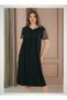 ZEN Short Sleeve Laced Plus Size Nightgown BLACK