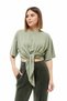 Green Crew Neck Waist Tie T-shirt - 6