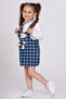 Girl's Plaid Patterned Teddy Bear Salopet
