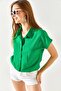 Women's Grass Green Bat Viscose Shirt GML-19000612 - 7