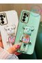 Luxury Silicone Case for Oppo A16 with Pearl White Bearbrick Stand with Gold Detail on the Edges - 2