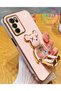 Luxury Silicone Case for Oppo A16 with Pearl White Bearbrick Stand with Gold Detail on the Edges - 6