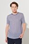 Men's White-Navy Blue Slim Fit Narrow Cut Crew Neck Striped T-Shirt - 2