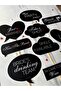 10 Pieces Wedding/After Party Black Speech Bubble Set with Sticks - Just Married - Kiss The Bride - 2