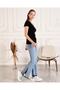 WOMEN'S BLACK V-NECK SHORT SLEEVE 100% COTTON T-SHIRT - 6