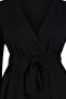 Siyah Kolu Fırfırlı Volanlı Viskon Plaj Giyim Dokuma Büyük Beden Kimono&Kaftan TBBSS23DE00001 - 7