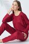 burgundy Lace Detailed Viscose Pajama Set
