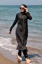 Black Tasseled Parachute 4-Piece Long Full Coverage Hijab Swimsuit 1998 - 3