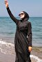 Black Tasseled Parachute 4-Piece Long Full Coverage Hijab Swimsuit 1998 - 4