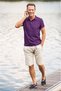 Unisex Shrink-Resistant Cotton Fabric Slim Fit Narrow Cut Gray Roll-Free Polo Neck T-Shirt