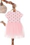 Heart printed pink tulle dress for girls aged 2-7 (for birthdays, special days and nights) - 3