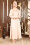 Feather Detailed Satin Evening Dress Beige 19123 - 3