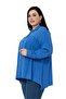 Large Size Chest Detailed Sleeves and Back Pleated Indigo Shirt - 4