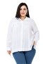 Plus Size White Shirt with Chest Detail and Sleeves and Back Pleats